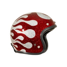 70's Flames Silver Red Superflake helmet