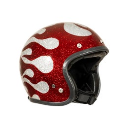 70's Flames Silver Red Superflake helmet