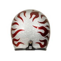 70's Flames Silver Red Superflake helmet