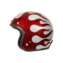 70's Flames Silver Red Superflake helmet